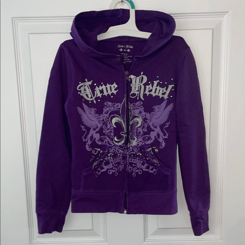 Star Ride Purple Graphic Zip-Up Hoodie
